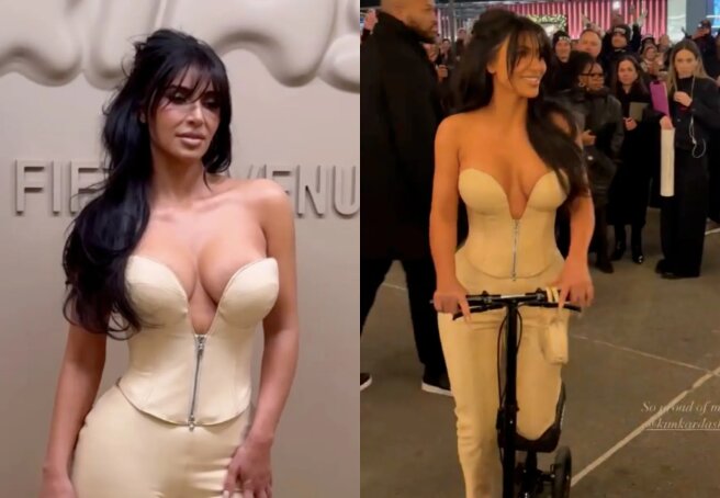 Kim Kardashian Shows Up at Skims Boutique Opening with Broken Leg and Heels