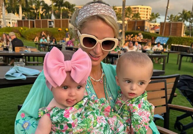 Paris Hilton with her children and husband on vacation in Hawaii