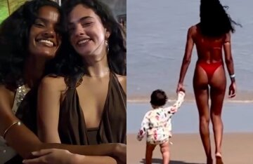 Nara Baptista posted new photos with her son, her lover Vincent Cassel, and his daughter Deva with Monica Bellucci.