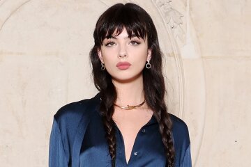 Blue and two braids: Deva Cassel at the Dior couture show