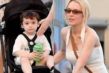 Lindsay Lohan was photographed with her son and husband in Miami.