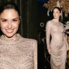 Agata Muceniece appeared in public in a "naked" dress two months after giving birth.