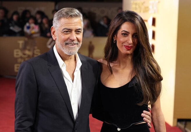 George and Amal Clooney at the film premiere in London