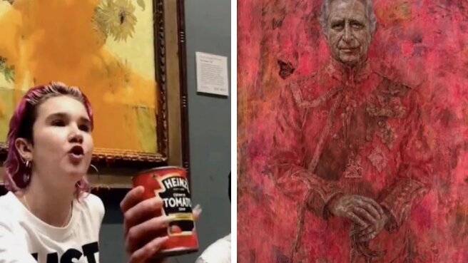 Конечно, многие сразу подумали, что это портрет, с заранее нанесённой томатной пастой/Фото: скриншот из соцсетей