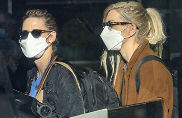 Off-duty: Kristen Stewart with her girlfriend Dylan Meyer at Vancouver Airport