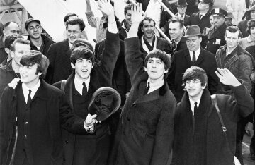 The Beatles arriving at JFK Airport in New York