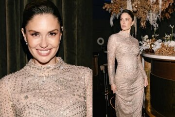 Agata Muceniece appeared in public in a "naked" dress two months after giving birth.