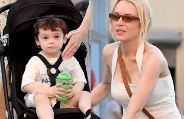 Lindsay Lohan was photographed with her son and husband in Miami.