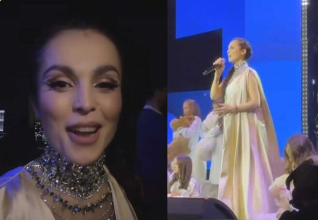 "My husband and baby are waiting in the dressing room." Sati Kazanova appeared on stage for the first time after giving birth