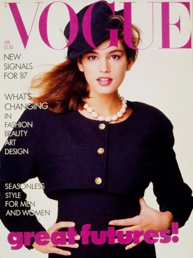 Скандальная обложка британского Vogue с ретушированной родинкой, январь 1987 года