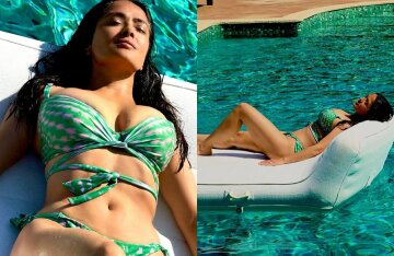 "57 years old and still one of the hottest women on the planet." Salma Hayek shared a photo in a bikini