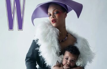 Rihanna posed for a glossy magazine with her daughter for the first time.