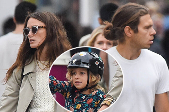 A rare family outing: Keira Knightley with her husband and children on a walk in London