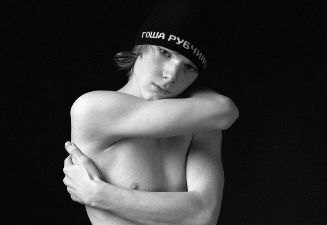 Yaroslav Mogilnikov topless and Vanya Dmitrienko starred for Gosha Rubchinskiy's brand