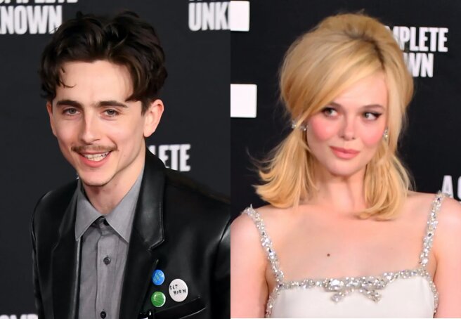 Timothée Chalamet and Elle Fanning at the premiere of "Perfect Stranger"