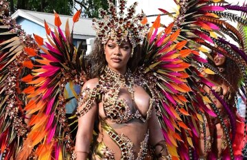 Rihanna Wears Jewels and Feathers at Barbados Carnival