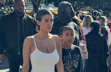 Kanye West with his wife Bianca Censori and daughter North at Disneyland
