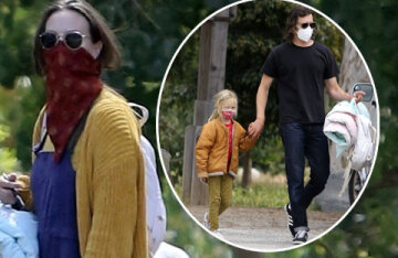 Rare shot: Adam Brody and Leighton Mister with their daughter on a walk in Los Angeles