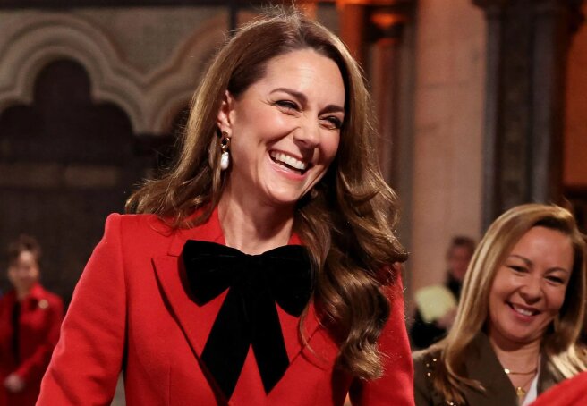 Kate Middleton in a festive look attended a Christmas concert with her husband and children