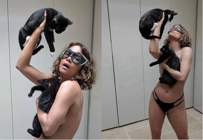 57-year-old Halle Berry poses topless as Catwoman