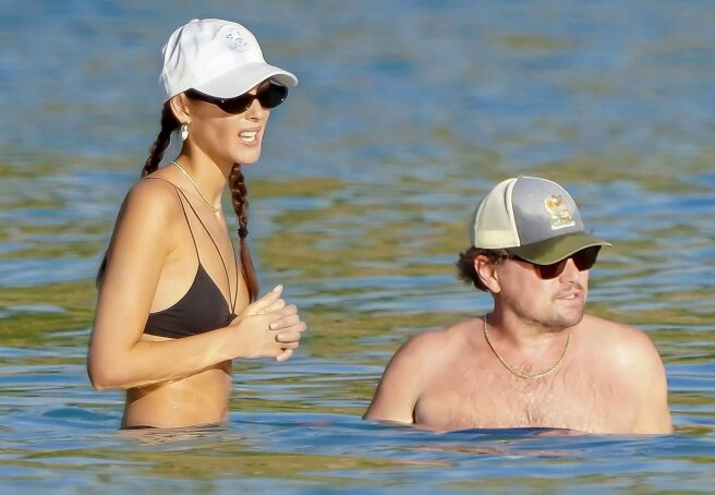 Leonardo DiCaprio and Vittoria Ceretti photographed on the beach in St. Barths