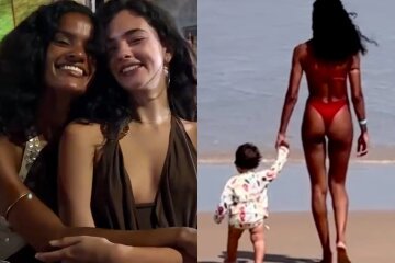 Nara Baptista posted new photos with her son, her lover Vincent Cassel, and his daughter Deva with Monica Bellucci.