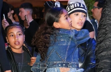 Bianca Censori with Kanye West's children in Miami