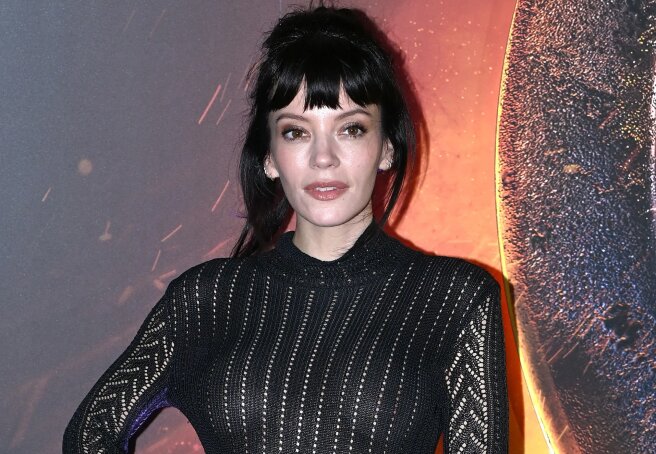 Lily Allen stepped out in a nude dress