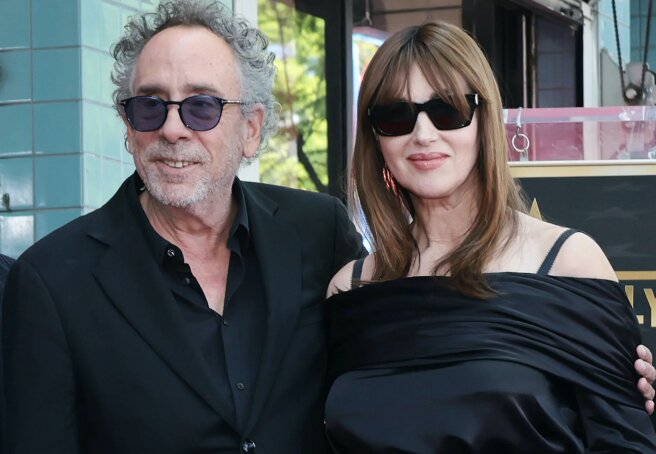 Monica Bellucci and Winona Ryder Support Tim Burton at the Unveiling of His Star on the Hollywood Walk of Fame