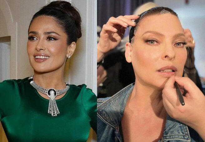 Salma Hayek and her husband's ex-girlfriend Linda Evangelista shared photos of each other on social media