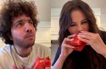 Benny Blanco Feeds Selena Gomez a Watermelon, Pickle, and Cheese Sandwich