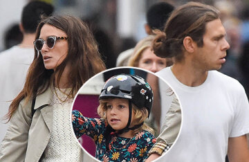 A rare family outing: Keira Knightley with her husband and children on a walk in London