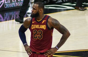 LeBron James in a Cleveland Cavaliers uniform during a game
