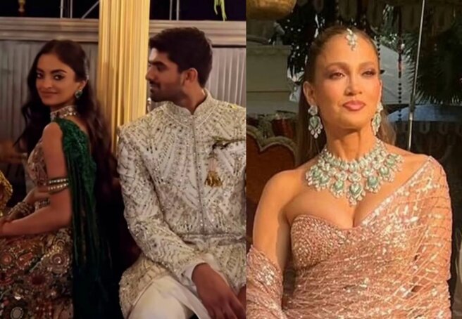 Jennifer Lopez and Justin Bieber are among the guests at the wedding of a billionaire's daughter in India.