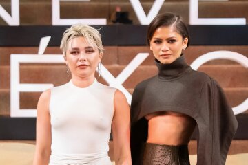 Zendaya, Florence Pugh, Timothée Chalamet at the premiere of the second part of "Dune" in Mexico City