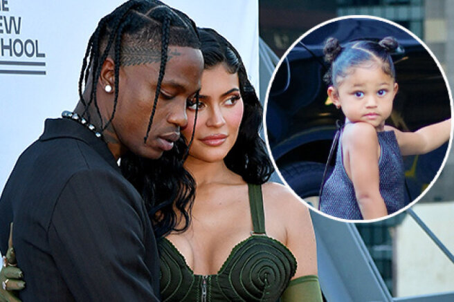 Kylie Jenner and Travis Scott step out with their three-year-old daughter Stormi