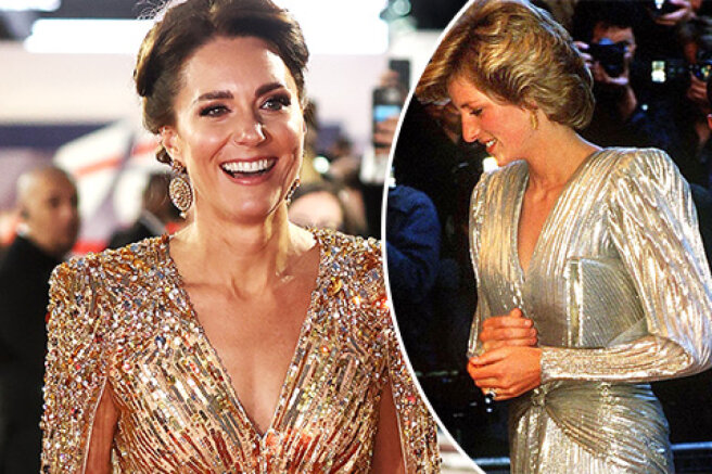 The network compares the images of Kate Middleton and Princess Diana at the premieres of James Bond films