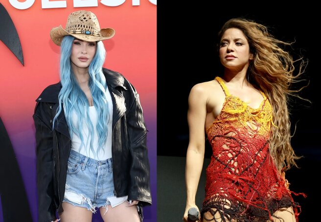 Megan Fox with blue hair, Heidi Klum in a country look among the guests, Lana Del Rey and Shakira on stage at the Coachella festival