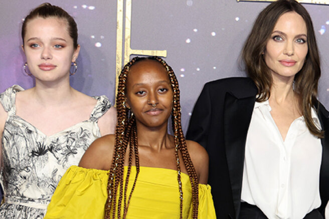 Angelina Jolie with her children, Salma Hayek with her daughter and others at the premiere of the film "Eternal" in London