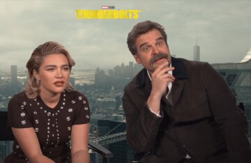 Florence Pugh and David Harbour photographed together at an event in 2025