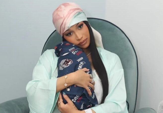 Cardi B showed off her newborn son for the first time