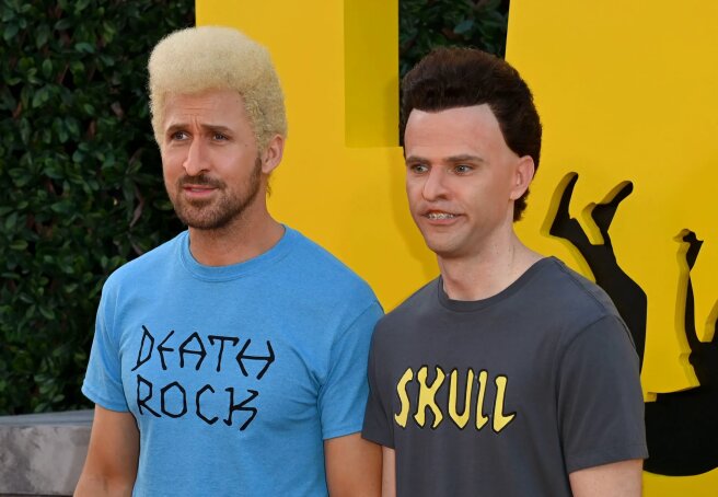 Ryan Gosling and Micky Day came to the premiere of the film "Stuntmen" in the images of Beavis and Butt-Head
