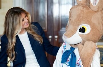 A big bunny, colorful eggs, and children's drawings: How Donald and Melania Trump celebrated Easter