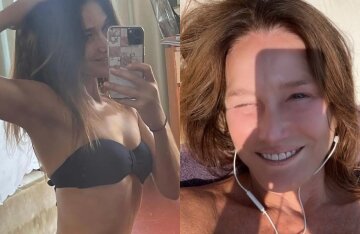 56-year-old Carla Bruni showed off her figure in a bikini and a photo with her husband Nicolas Sarkozy