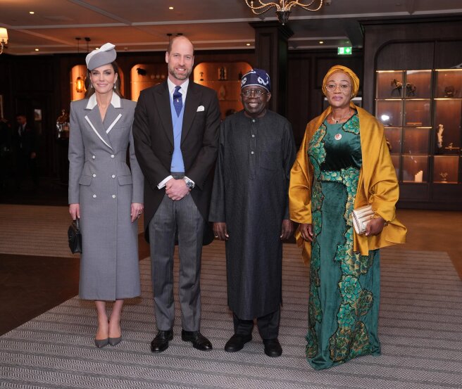 Кейт Миддлтон, принц Уильям и президент Нигерии Болу Тинубу с женой Олуреми Тинубу