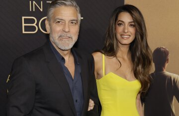 George and Amal Clooney at the film premiere in Los Angeles