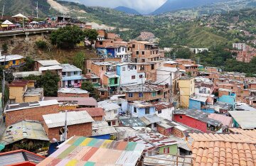 Colorful street-art covered neighborhood of Comuna 13 in Medellín, Colombia
