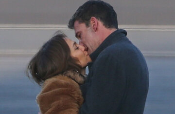 Happy together: Jennifer Lopez and Ben Affleck were caught kissing