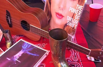 A collection of Taylor Swift fan memorabilia