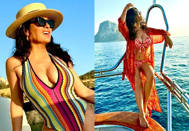 "All the photos are fresh." Salma Hayek spams bikini photos in honor of her 58th birthday